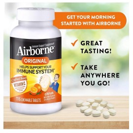 Airborne 1000Mg Chewable Tablets Immune Support, Citrus Flavor, BIG 116ct 10/26