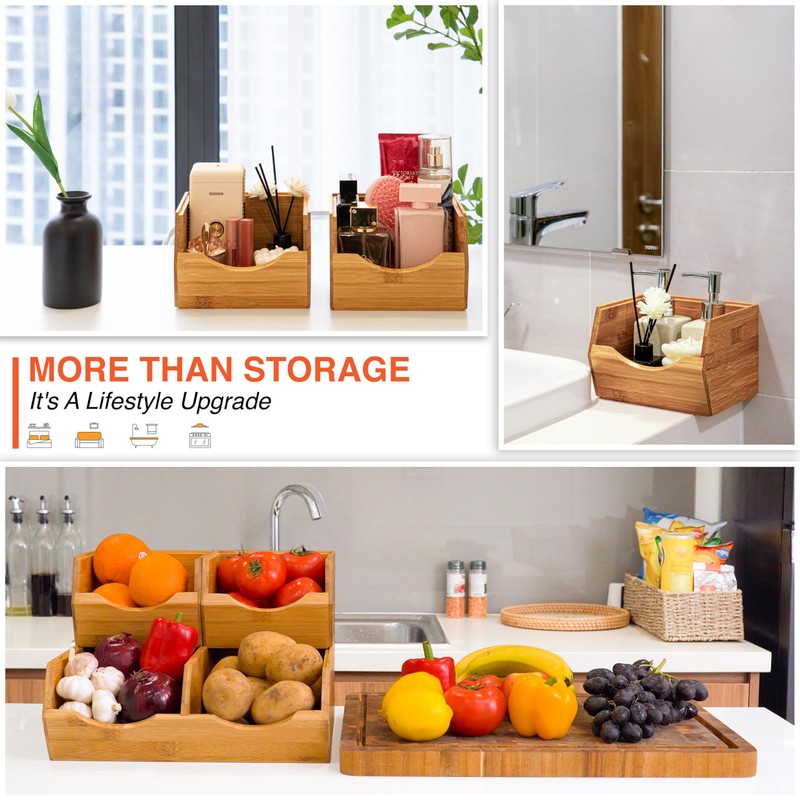 HOMESTEAD Bamboo Pantry Storage Bins – Potato & Onion Storage