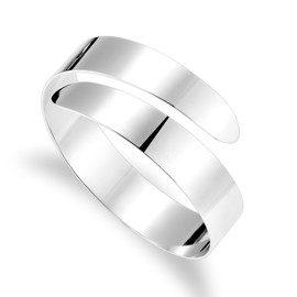 925 Sterling Silver Chunky Bracelets for Women, Open Arm Cuff Charm Wide Bracelet Adjustable Trendy Statement Thick Wrist Cuff Wrap Bangles for Women Jewelry for Women Gifts