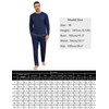 Demegimi Mens Pyjamas Set Long Sleeve Crew Top and Cotton