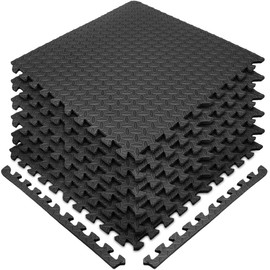 Sivan Health and Fitness Puzzle Exercise Mat EVA Foam Interlocking Tiles—Protective Flooring for Gym, Garage Flooring, Playroom, Workshop, Basement, and more (Black)