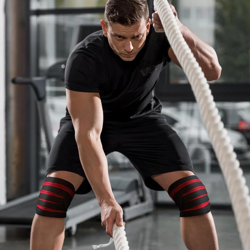 1 Par Vendas Para Rodilla Knee Wraps Elastica Rodilleras Gym
