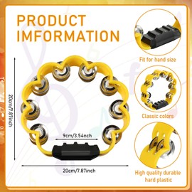 Cindeer 5 Pieces Petal Shaped Tambourine Plastic Percussion Tambourine Music Hand Bells for Musical Rhythm Instrument for Adults School Family Party Supplies(Yellow)