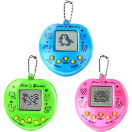 Yeelan Pack of 3 Virtual Pet, Electronic Pet Game Machine, Handheld Game Console Animal Toy, Retro Birthday Gift Toy with Keychain for Children (Random Colour, Heart Shape)
