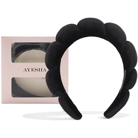 Ayesha Diadema de Spa para Mujer, Diadema de Esponja para Lavar La Cara, Nubes, Diadema Suave, Diademas de Maquillaje para Mujeres Y Niñas, Maquillaje de Ducha, Cuidado de La Piel 1 Unidad (Paquete De