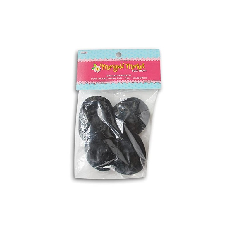 Craft Decor Set of Four (4) Miniature Black Flocked Cowboy
