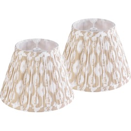 GOSO Yellow Pleated Lamp Shades Set of 2 Small,5 * 9 * 6.4 in Vintage Shade Bell MIni Floral Lampshades for Table Lamps Wall Lamps,Spider Lamp Shade Replacement Fabric-Art Deco No Assembly Required