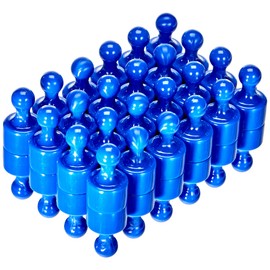 Blue Skittle Magnet for Fridge, Office, Whiteboard, Noticeboard, Filing Cabinet - 12mm dia x 21mm tall - Pack of 48