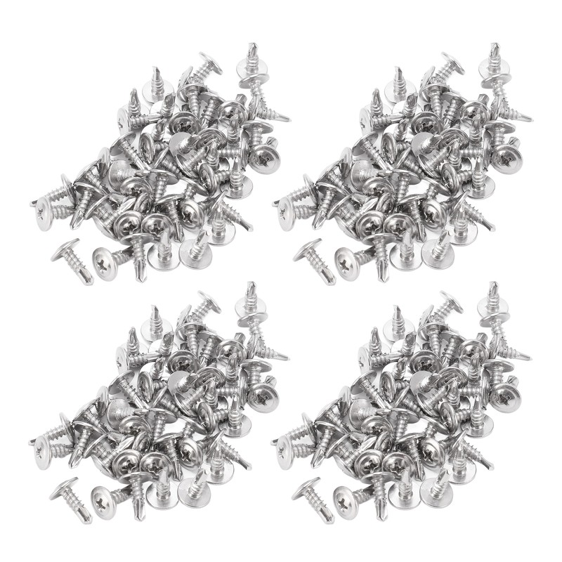 200Pcs Self Drilling Screw M4.2x13 Round Washer Head Stainless Steel