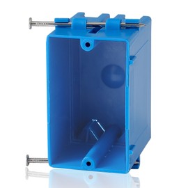 Single Gang Electrical Box, New Work Box 1 Gang with Nail, 18 cu. in, Blue Switch & Outlet Wall PVC Electrical Junction Box for Home Improvement Residential Commercial Buildings Job Applications