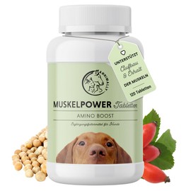 Annimally Amino Boost Muscle Building Tablets for Dogs - 120 Amino Acids Tablets with 9 Ingredients Including Protein & Magnesium for Targeted Muscle Building in Dogs