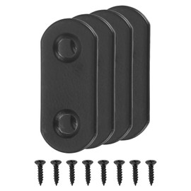 sourcing map 4 Set Flat Repair Plates, 0.63 x 1.42 Inch Stainless Steel Flat Straight Brace Bracket Mending Joining Plates with Screws for Fixing Wooden Furniture Corner, Black