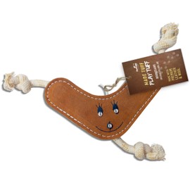 PetYupp Boomerang - Leather Dog Toys for Aggressive Chewers | Extra Thick Wool & Natural Dog Toys for Teething Puppies & All Dog Sizes | Durable & Long Lasting Chew Toy