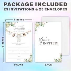 25 Baby Shower Invitation With Envelopes - A Sweet Little Baby Is On His Way - Baby Boy Accessories Fill In Style Invitations For Gender Reveal, Baby Announcement Invites, Party Favor & Supplies - A05