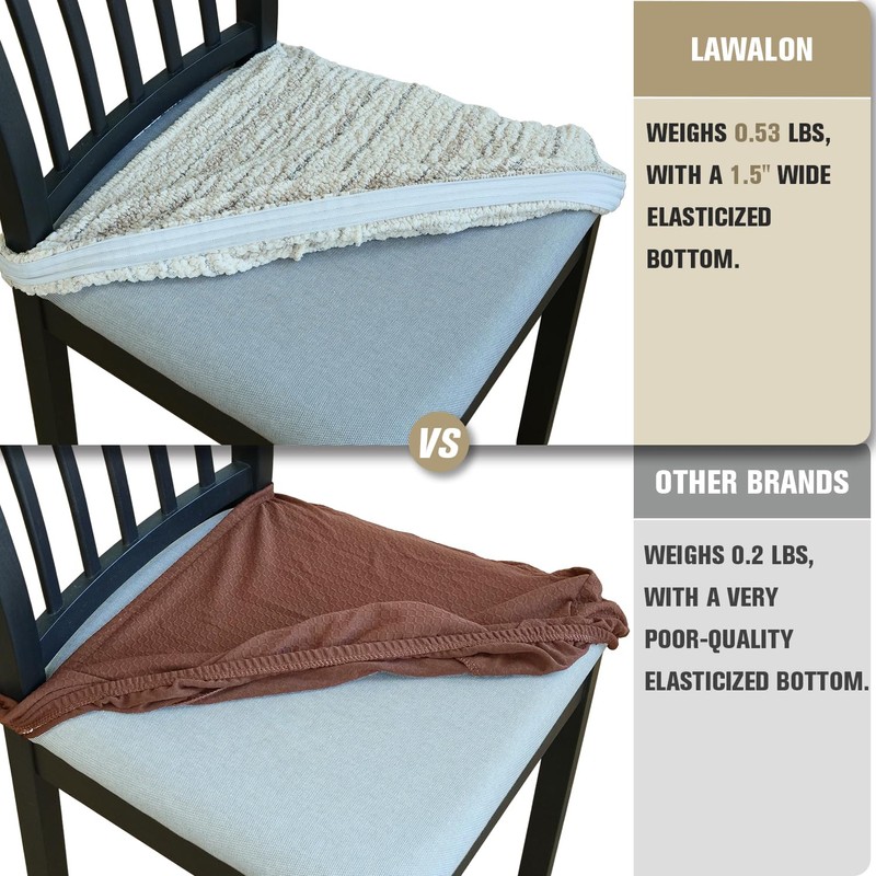Lawalon Heavyweight Cotton Dining Seat Covers for Chairs (Creamy White,