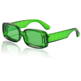 Mriendao Green Sunglasses for Women Men Fashion Rectangle Sun Glasses Shades Chunky Thick Frame St Patricks Day Accessories