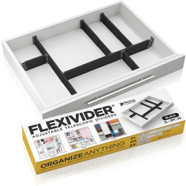 Practical Comfort Custom Drawer Organizer 6 Adjustable Aluminum Dividers, Black – For Kitchen, Bathroom, Office, and More