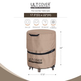 ULTCOVER Waterproof Patio Cool Bar Table Cover 17.5”(D) for Outdoor Party Cooler Side Table