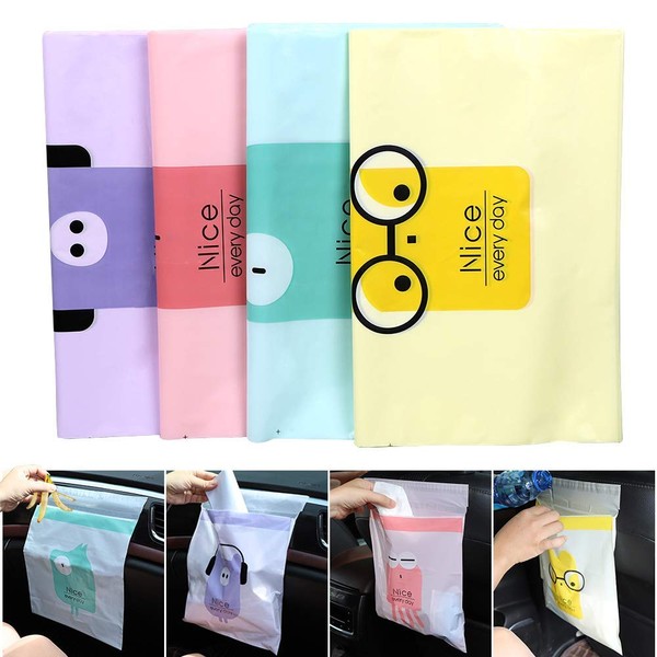 60PCS Easy Stick-On Disposable Car Trash Bag, Leakproof Vomit Bag, Beautiful Kitchen Storage Bag, Durable, Suitable for Cars, Kitchens, Bedrooms, Study Rooms, Travel, Camping, Office Spaces