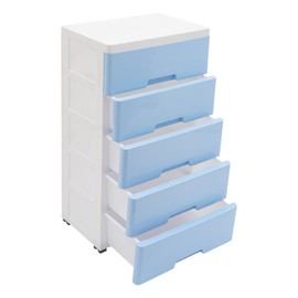 Tall Dresser Organizer, 5 Drawers Storage Cabinet Plastic Drawers Dresser Closet Drawers Tall Storage Tower for Closet, Dorm, Dresser Organizer Portable Storage Tools for Bedrooms Kitchens (Blue)