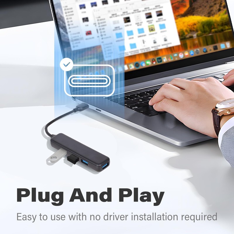 XuanGui 4 puertos USB/USB C Hub, adaptador multipuerto USB C