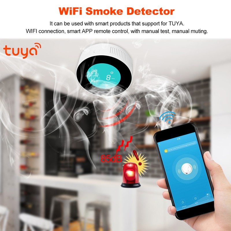 LCD Display WIFI Combustible Gas Leak Detector Smart Alarm Sensor
