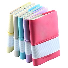 HMIEPRS 5 Stück Mini-Notizbuch, Tragbare Kleine Lächeln-Design Tagebuch/Journal mit Gummiband, Taschen-Notizblöcke mit Kunstleder-Einband für Reisen Schule Büro Geschenk (13 * 8 cm, Zufällige Farben)