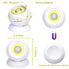 Lebote Motion Sensor Light Battery Powered Wall Light Battery Operated Motion Spotlight Waterproof Indoor/Outdoor LED Motion Lights for Garage Porch Stair Ceiling Gate(2 Pack)