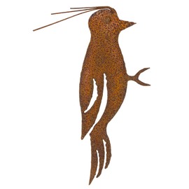 B2S BACK2SEASON Metal Woodpecker with Tree Spike Rust Elegant Bird Patina Rust Figure Animal Figurine Rusty Weatherproof Tree Garden Height = 21 cm
