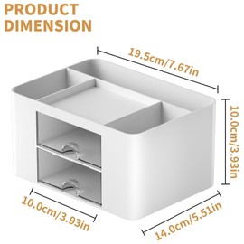 Wolepaz Desk Organiser White,Office Desk Makeup Storage Box with Drawers,Pen Holder,Office Desk Stationery Storage Box for Office School Home