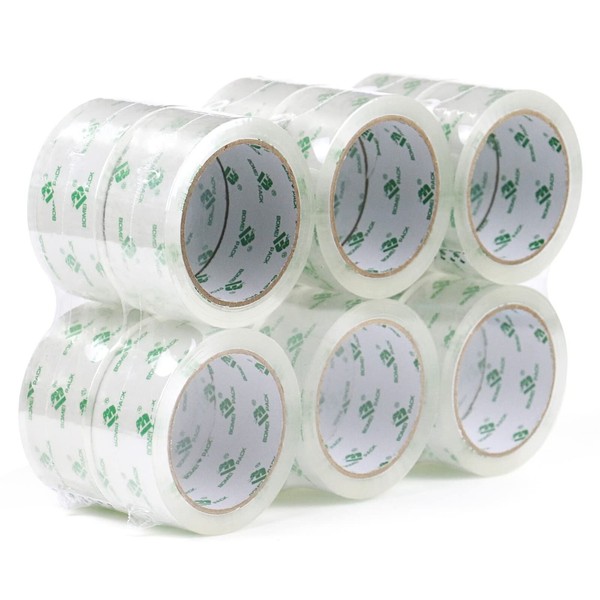 BOMEI PACK 12 Rolls Crystal Clear Packing Tape Refill, Shipping