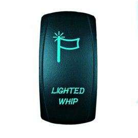 STVMotorsports Laser Green Rocker Switch Lighted Whip 20A 12V On/Off LED Lights