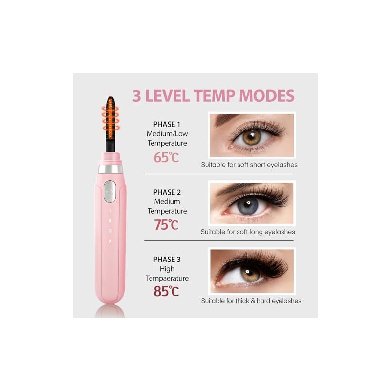 Le’phoqua Heated Eyelash Curler with Comb Design: Anti-Scald Electric Lash