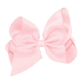 WD2U Girls 6" Classic Style Large Boutique Grosgrain Hair Bow Alligator Clip Light Pink