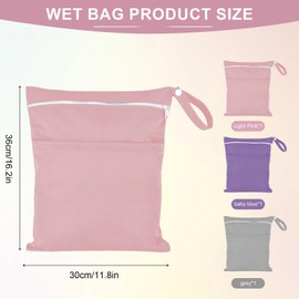 Zyiphor Pack of 3 Wet Bag Swimming Wetbag Swimming Items with Two Pockets, Waterproof Wet Bag with Handle, Reusable Yoga Bag for Dirty, Wet Swimsuits, Beach Towels (36 x 30 cm)