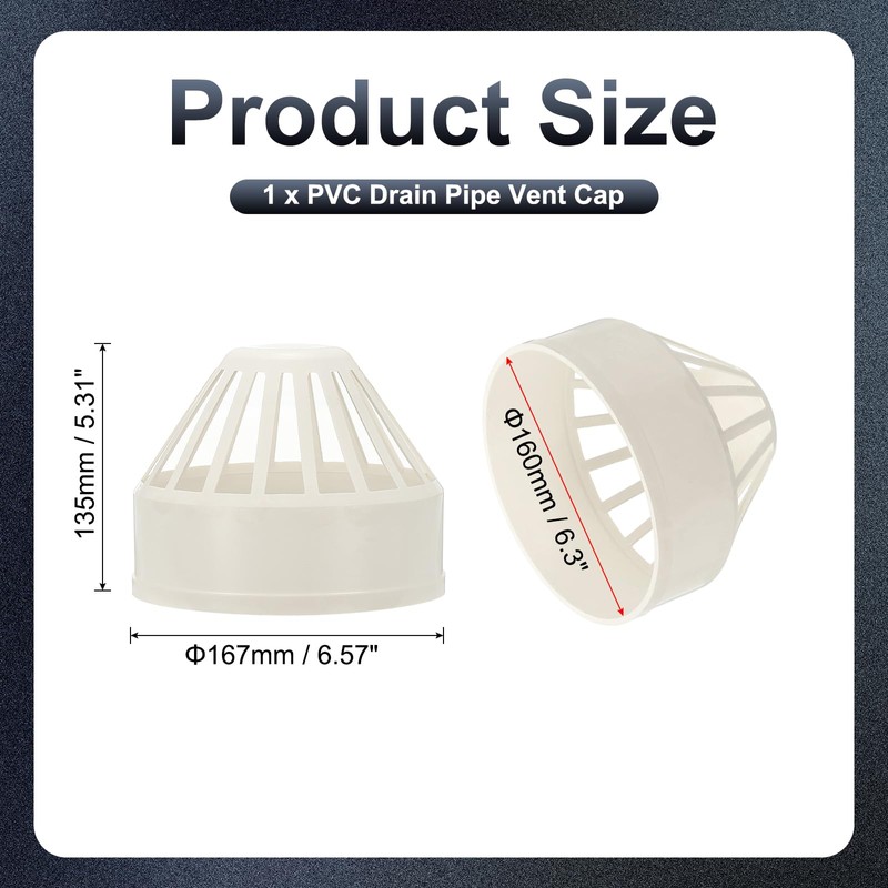 PATIKIL PVC Drain Pipe Vent Cap, 6 Inch Vent Pipe
