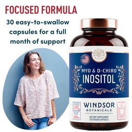 Myo and D-Chiro Inositol Supplement 40:1 Ratio - 2,000 mg Myo-Inositol plus Maca Root & Calming Ashwagandha - Healthy Ovarian Support Vitamins and Fertility Supplements for Women - 120 Vegan Capsules
