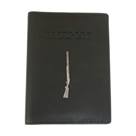 Shotgun Leather Passport Cover Black Holder RFID Safe Gift 332