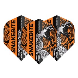 Red Dragon Snakebite Hardcore Coiled Snakeskin Orange Dart Flights - 3 Sets Per Pack (9 Dart Flights in Total)
