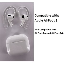 A-Focus Ear Hooks for AirPods3, AirPod 3, Earphones Drop Prevention, Anti-Slip, No Disturbing Sensor, 1 Pair Clear
