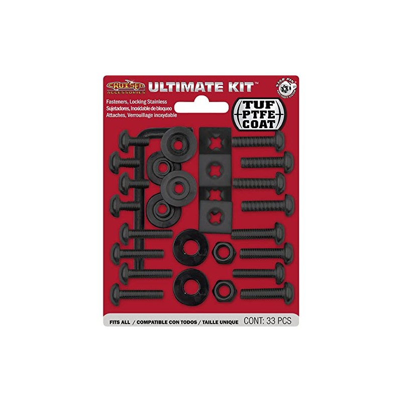 Cruiser Accessories 81550 License Plate Ultimate Kit Locking Fasteners, Black