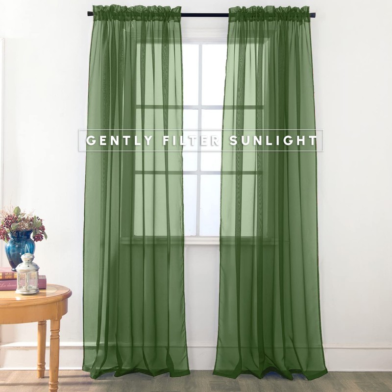Elegant Comfort 2-Piece Sheer Panel with 2" Rod Pocket, Window