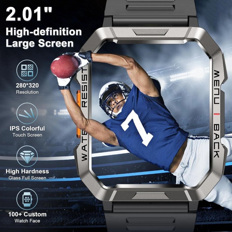 Men Tactical Military Smart Watches Health Tracker Waterproof for Android