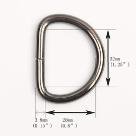 JWBIZ Metal D Rings Heavy-duty Extra Thick 3.8mm Thickness for Sewing Keychains Belts and Dog Leash 30Pcs (gun black, 1 1/4 inch)