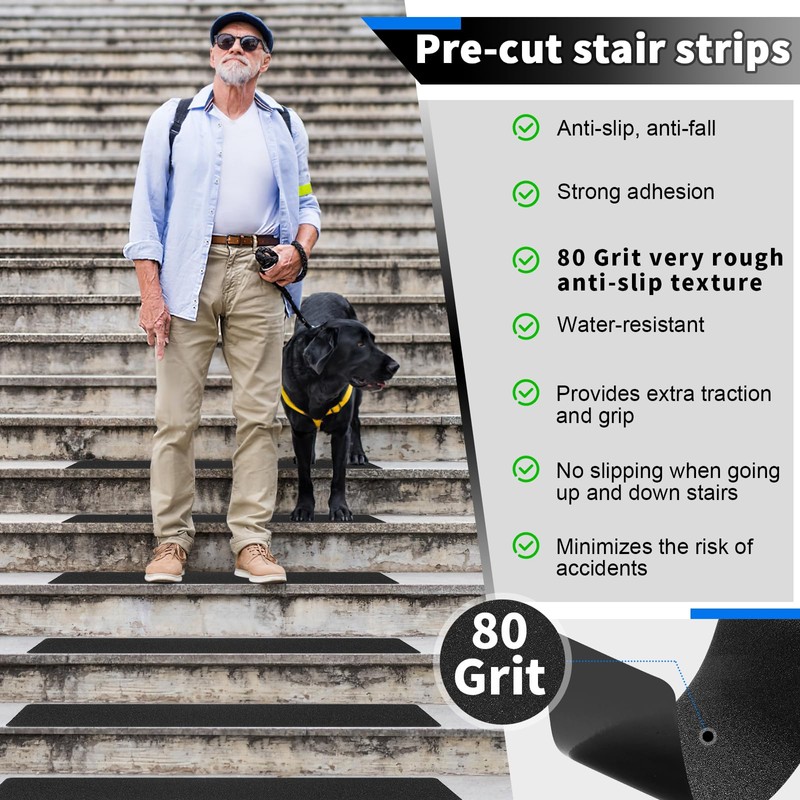 SMILOOL Outdoor Stair Treads Non-Slip Step Strips for Wooden Steps