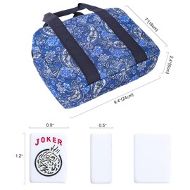 GUSTARIA American Mahjong Set, 166 White Engraved Tiles (1.2”), Mahjong Tile Set with Blue Printed Carrying Bag for Travel, Without Rack/Pushers
