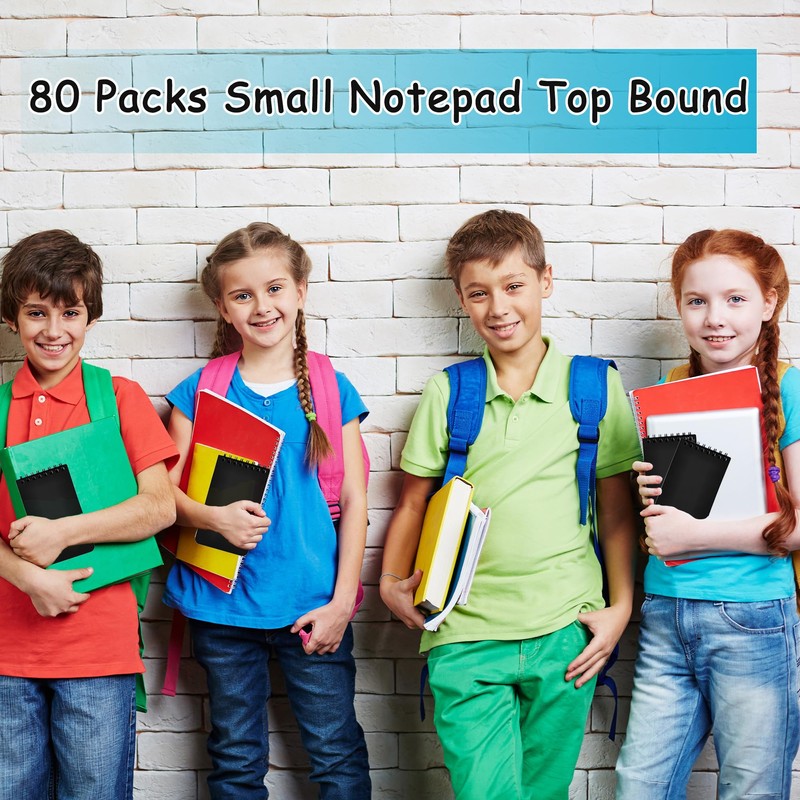 80 Pcs Mini Spiral Notebooks Bulk Black Pocket Notepads 3
