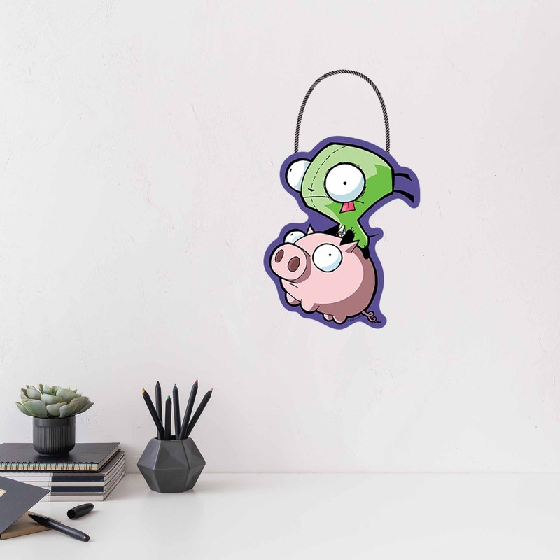 Invader Zim Gir and Pig Hanging Wood Wall Decor