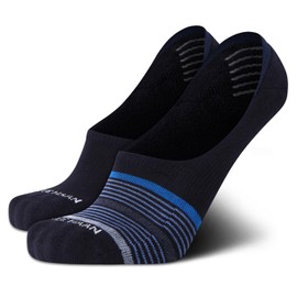 Cole Haan Mens No Show Socks - 2 Pack Breathable Cotton Invisible Liner Low Cut Socks for Men with Heel Grip (Sizes: 7-12), Size 7-12, Blue Stripe