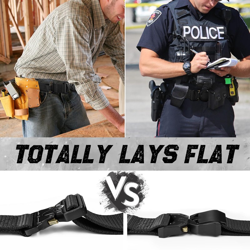 MOZETO Tactical Belt, Heavy-Duty Nylon Web Belt with Quick-Release V-Ring